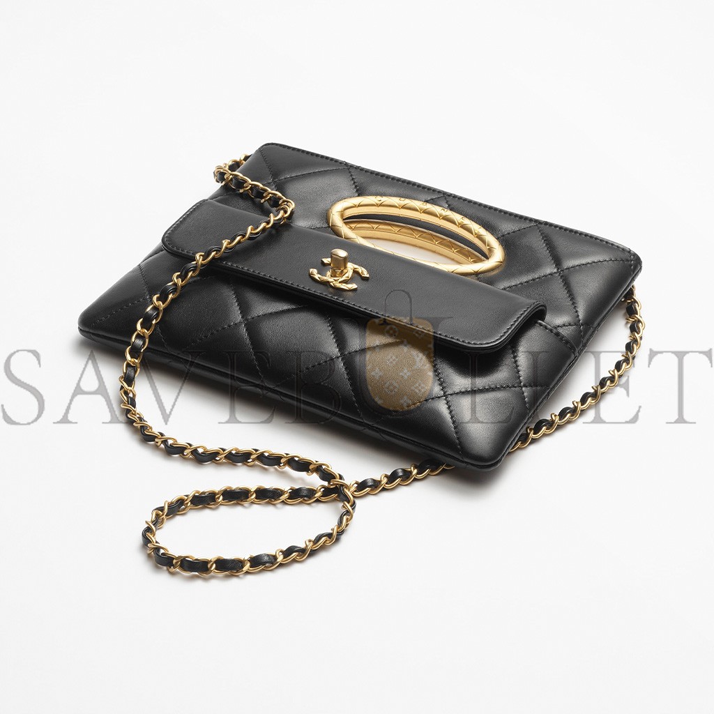 CHANEL CLUTCH LAMBSKIN & GOLD-TONE METALBLACK AS5038 (25*19*3cm)